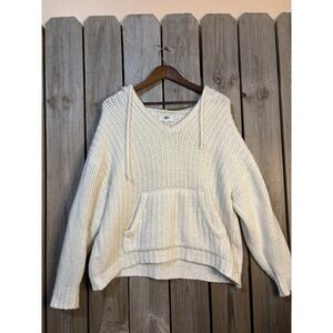 Aerie chunky knit hoodie sweater – cream – S/P
